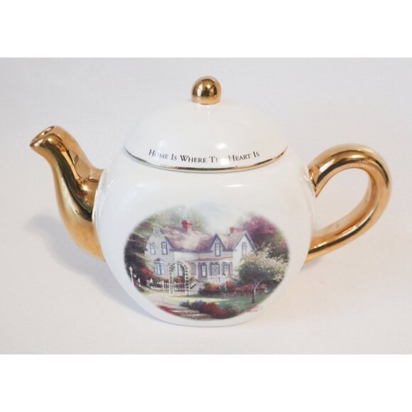 Vintage Thomas Kinkade - Home Is Where The Heart Is - Teapot Teleflora - Picture 2 of 5